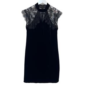 White House Black Markets Cap Sleeve Lace Velvet Knee Length Shift Dress 4
